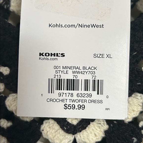 NWT Nine West mineral black crochet tiered dress size XL - Picture 5 of 7
